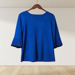 Blue Cable and Gauge Sweater